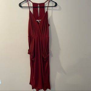 Red BCBG knee length dress with pockets